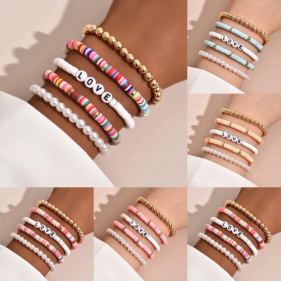 Colorful Stackable Love Letter Bracelets for Women soft clay