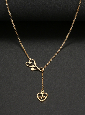 Stainless Steel Necklaces Stethoscope Electrocardiogram