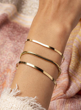 Gold Color Blade Chain Bracelets for Women Stainless Steel