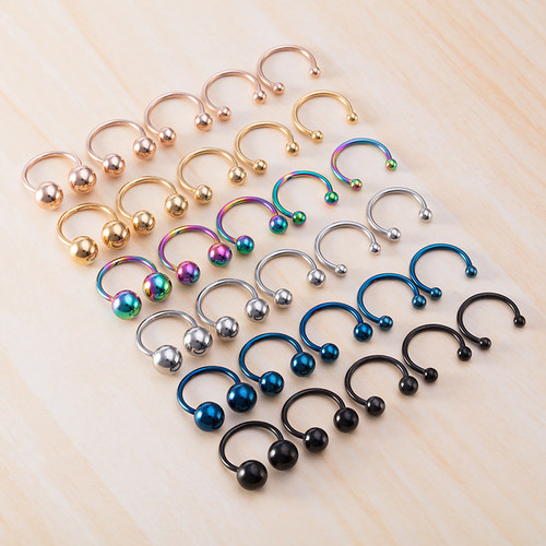5PCS Surgical Steel BCR Septum Lip Piercing Nose Rings Hoop