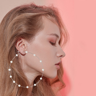 Big Hoop Pearl Earrings For Women Fashion Exaggerated Gold