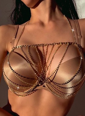 Beach Cross Chest Chain Crystal Harness Body Chain Necklace