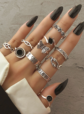 2023 Vintage Silver Plated Cross Ring for Women Gothic Punk