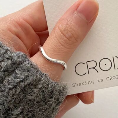 Sterling Silver Wavy Line Open Rings For Women Ladies