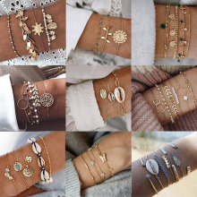 Tocona Boho Multilayer Adjustable Open Gold Bracelets for W