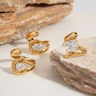 Steel Zircon Gold Stainless Shaped Large Drop Plated Water