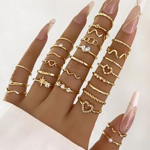 Knuckle Gold 28Pcs Geometric For Women Set Bohemian Rings