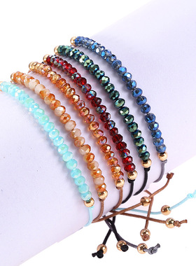 Natural Crystal Stone Beads Bracelet Hand Woven Rope Chain