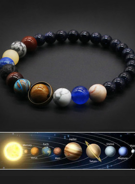 Universe Solar System Bracelet Women Natural Stone Eight