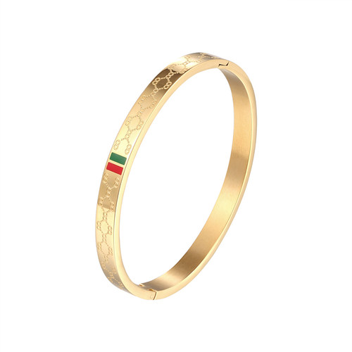 Trendy Bangle for Women Red and Green Charm Stainless Steel
