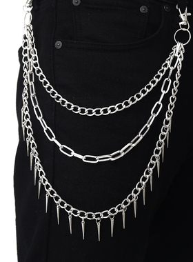 Layered Punk Chain On The Jeans Pants Women Spike Keychains