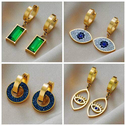 2024 316L Stainless Steel Jewelry Fashion Green Crystal