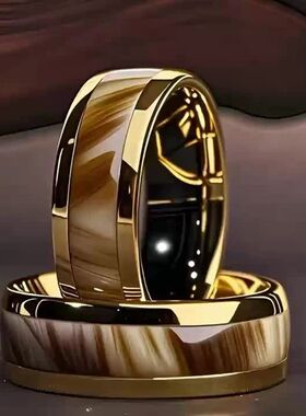 8MM Men's Fashion Abalone Shell Inlay Rings Gold Color