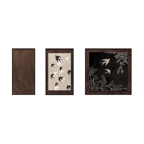 中古风客厅装饰画小众艺术沙发背景墙挂画美式复古高级感三联壁画
