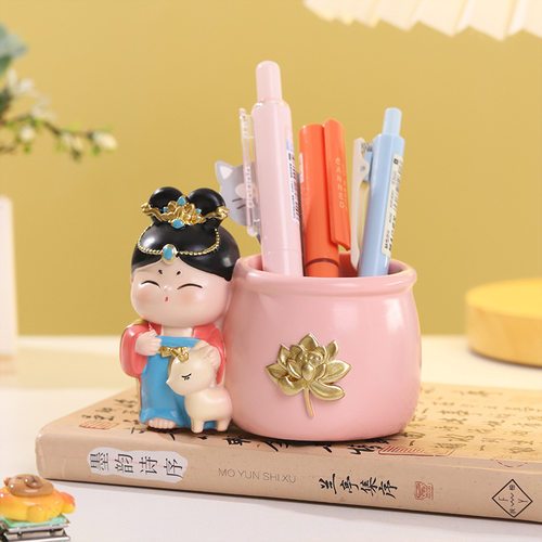 创意敦煌唐小圆笔筒摆