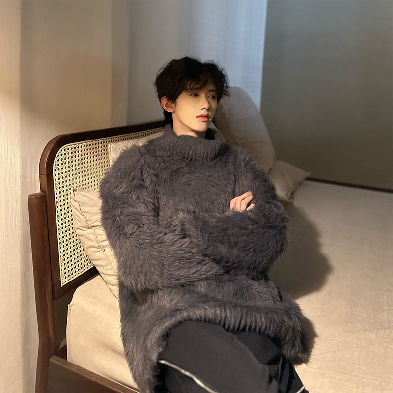 cleanfit高领毛衣男女仿貂毛海马毛加绒冬季高级感慵懒黑色针织衫,男装,针织衫/毛衣,淘宝优惠券,粉丝福利购,淘宝优惠卷