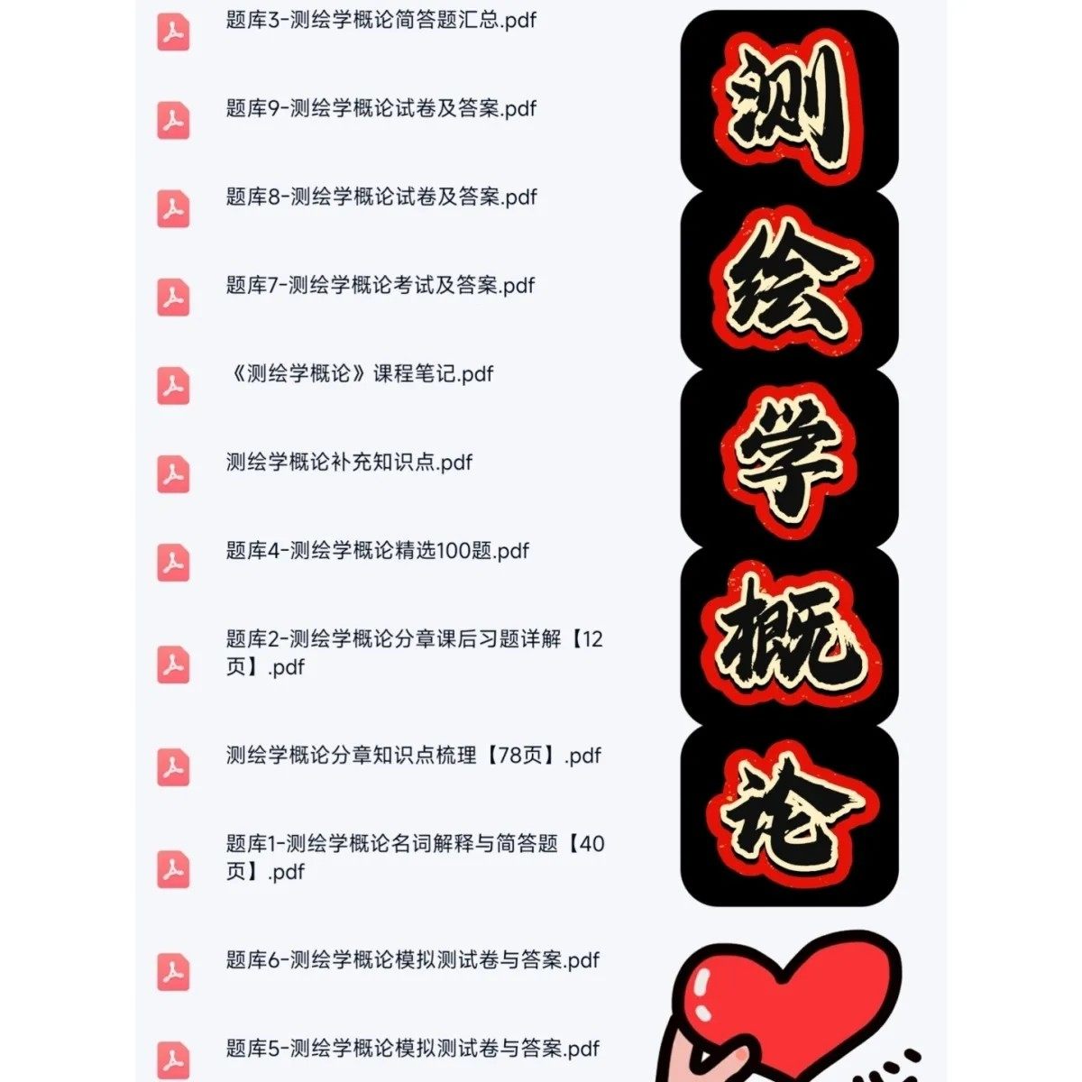 测绘学概论期末考试复习资料知识点总结笔记题库试题大合集