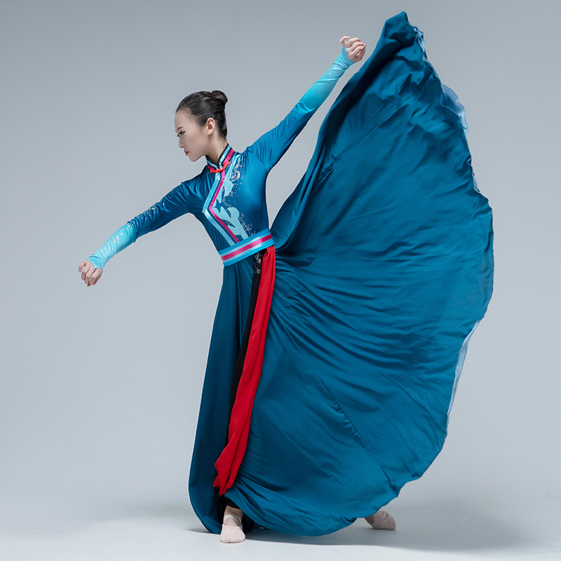 舞裁缝民族舞蹈鸿雁蒙古服装艺考大裙摆女现代连衣裙表演服