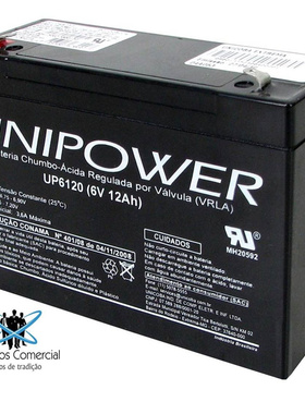 UNIPOWER蓄电池 UP6120 6V12AH 免维护可充电铅酸电池