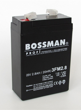 BOSSMAN 6V2.8AH/20HR 3FM2.8免维护可充电铅酸蓄电池