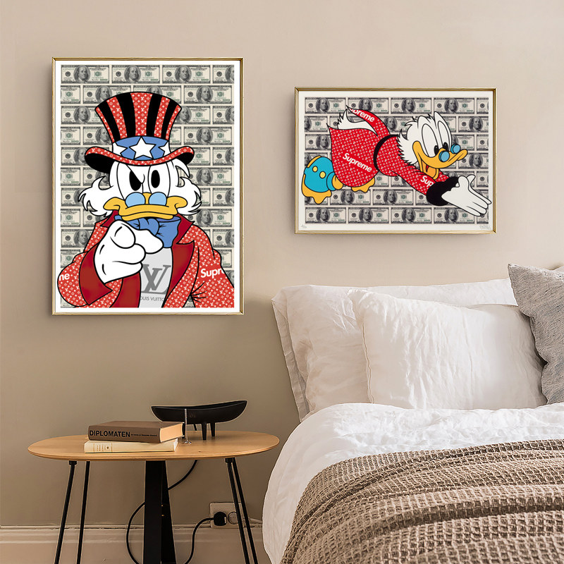 高治·麦克老鸭唐老鸭装饰画客厅玄关壁画卧室挂画动漫简约壁画