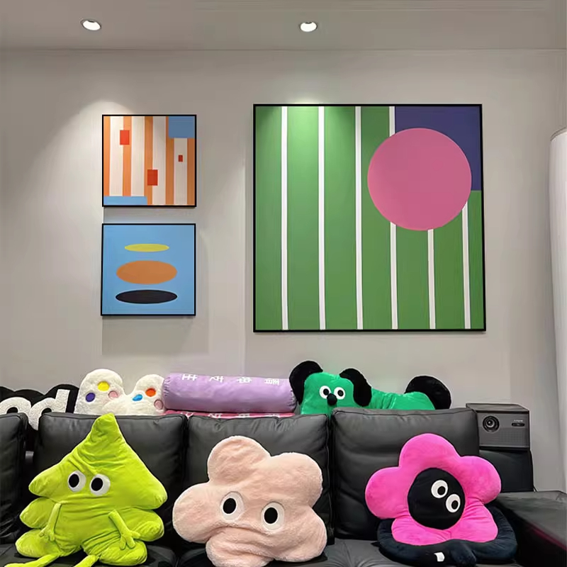 多巴胺彩色温馨可爱儿童房方形组合装饰画法式小众高级感客厅挂画图片