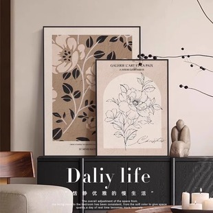 美拉德中古风客厅装 玄关柜桌面摆画 饰画高级感沙发背景墙挂画法式