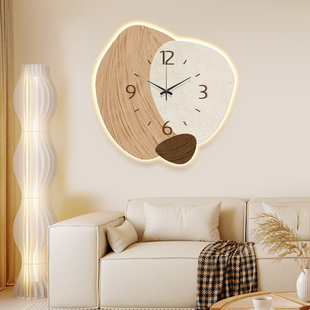 奶油风钟表挂墙客厅装 饰画石来运转餐厅高级感挂钟创意时钟墙壁画