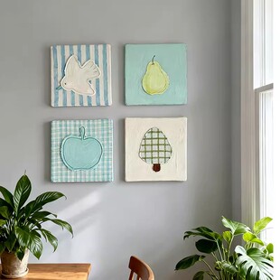 治愈系儿童房奶油风装饰画卧室小清新卡通挂画餐厅背景墙氛围小画