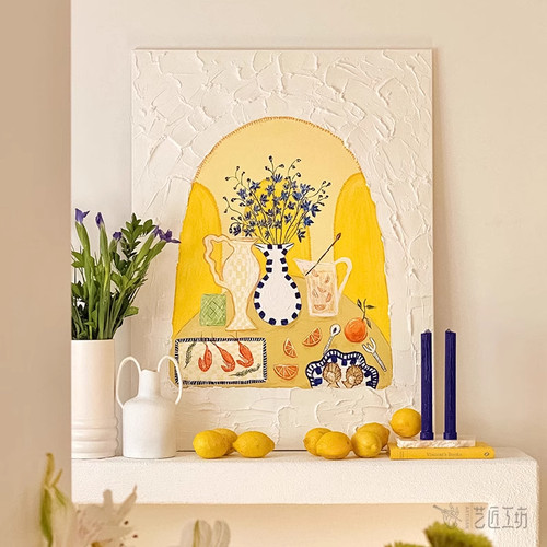 波西米亚风餐厅挂画温馨清新奶油风卧室装饰画客厅壁画小众摆画