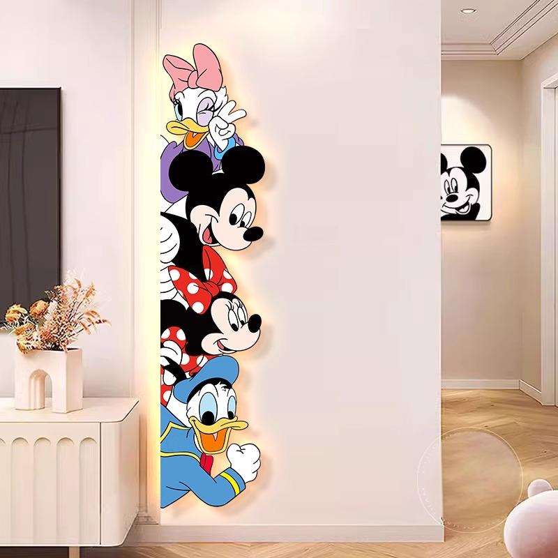 多巴胺米奇电视背景氛围灯画卡通走廊客厅挂画奶油风儿童房装饰画