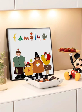 《family》可爱一家三口四口卡通全家福装饰画极简小众抽象挂壁画