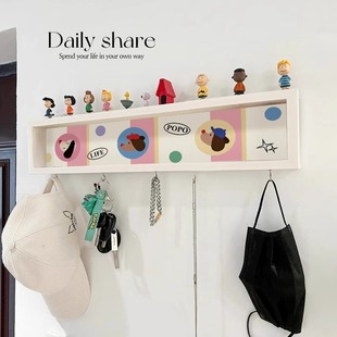 玄关入户收纳装 饰挂钩 饰画可爱狗狗免打孔墙面置物架门口钥匙装