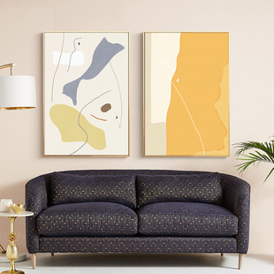 北欧莫兰迪抽象色块装 饰画现代简约客厅餐厅壁画卧室墙鹅黄色挂画