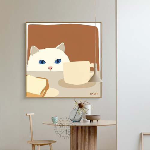 cat喝牛奶猫咪ins风小红书装饰画