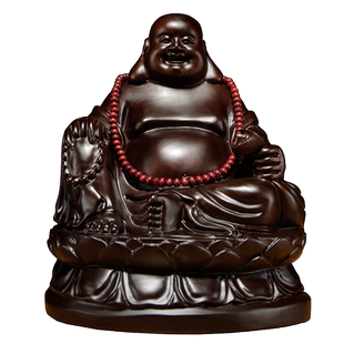 黑檀木雕弥勒佛像摆件实木大肚笑佛家居客厅装饰摆设红木工艺礼品