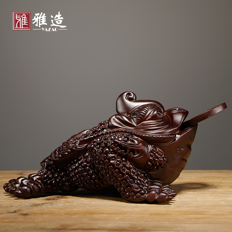 黑檀木三足金蟾家居客厅开业礼品