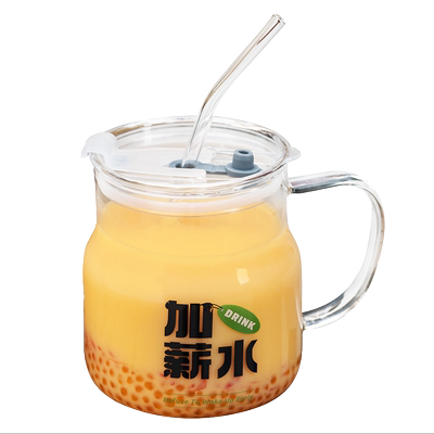 耐高温水杯高硼硅玻璃带把手带盖