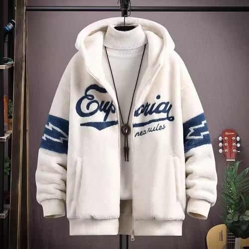 羊羔绒外套男冬季加厚青少年冬装