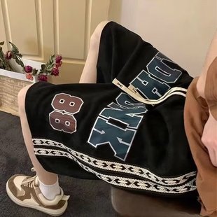 街头侧边编织短裤 运动直筒五分裤 男士 潮牌宽松篮球中裤 男 夏季 美式