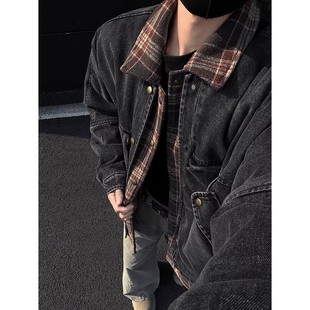 cleanfit夹克男款 水洗复古假两件牛仔外套男春秋2025新款 痞帅美式