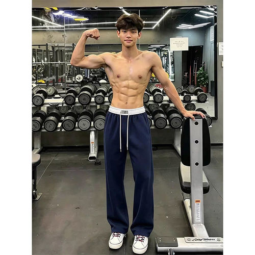 藏青色美式健身卫裤男款秋季深蹲