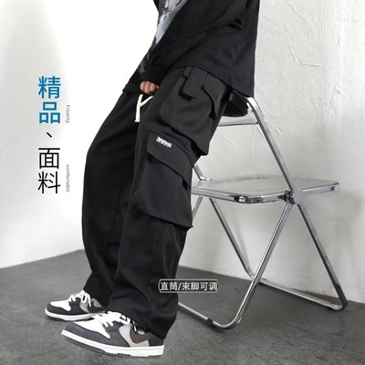 夏季工装裤男款潮牌胖子阔腿休闲