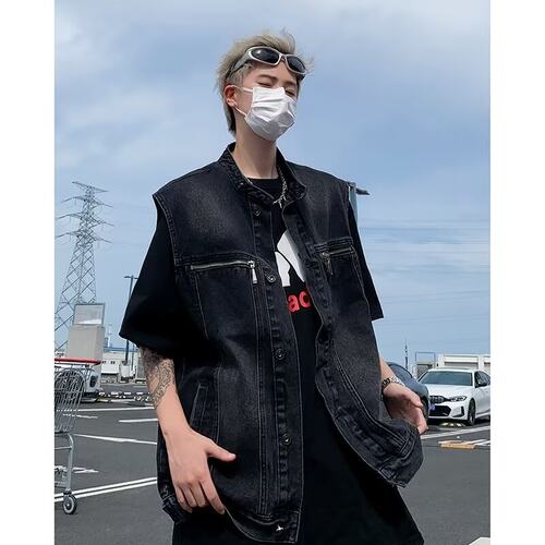 牛仔马甲男春夏款外穿坎肩痞帅潮
