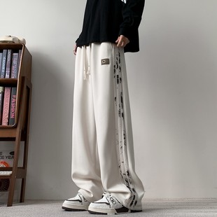 2025新款 春秋季 宽松直筒宽松大码 阔腿裤 卫裤 秋冬运动休闲长裤 男士