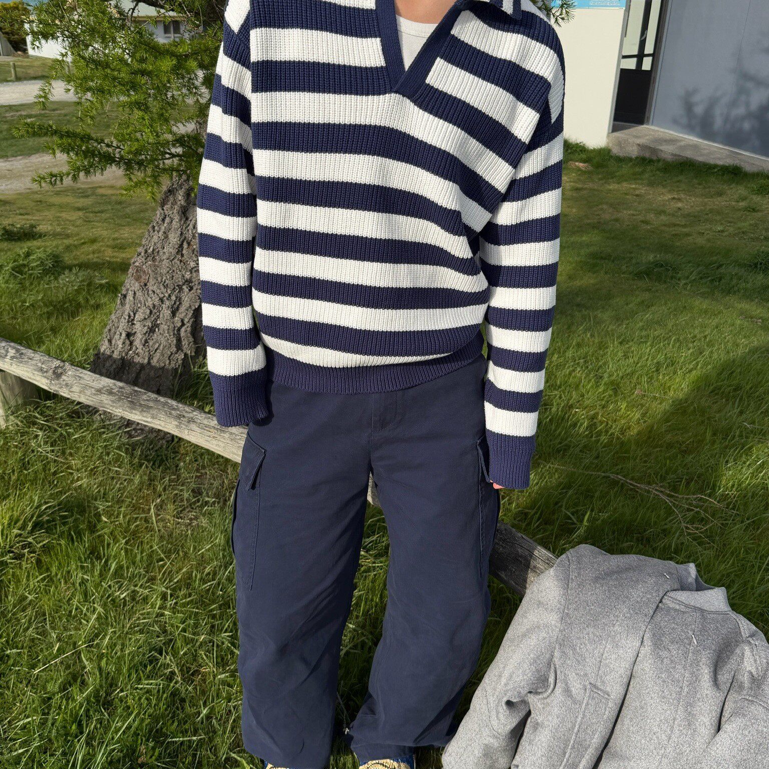 V领毛衣男士撞色简约宽松针织衫