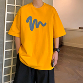 男装 港风宽松半袖 肥佬纯棉短袖 新款 体恤上衣服 T恤男夏季 300斤大码