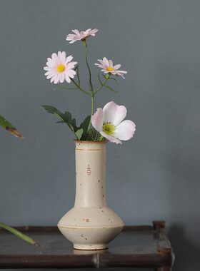 大鱼美器 吉祥瓶花 茶道花瓶景德镇陶瓷花器纯手工茶道配件花插瓶