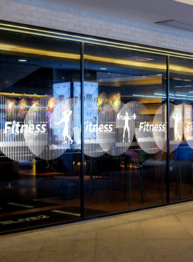 FITNESS健身玻璃腰线静电贴