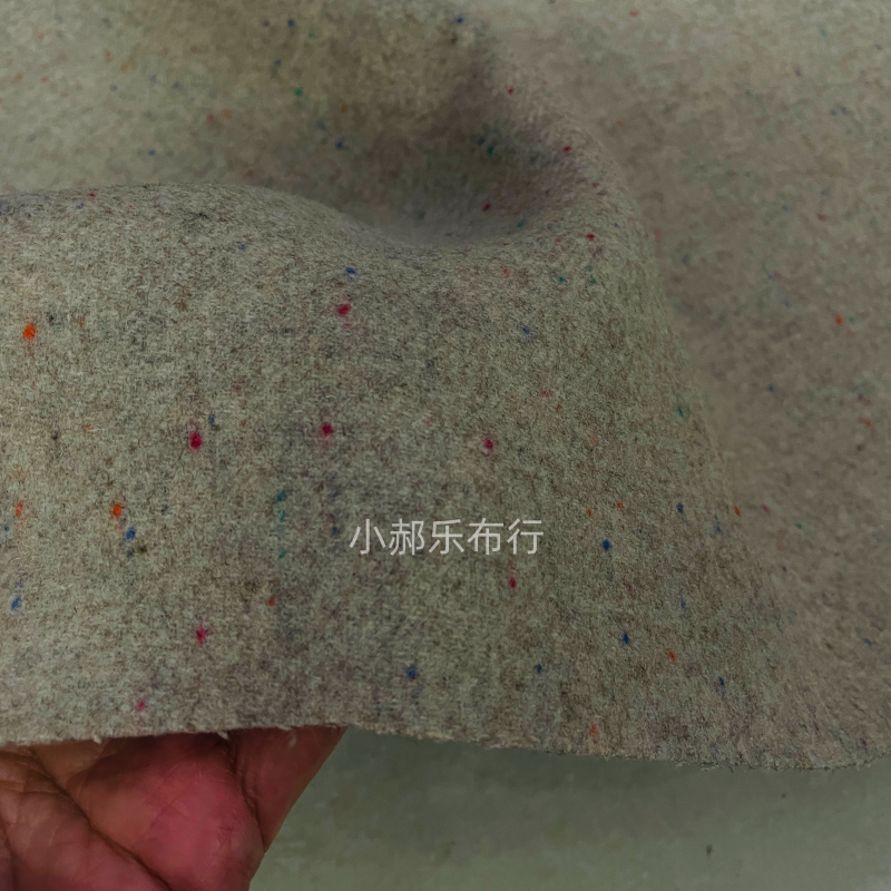 浅米驼色彩点羊毛呢布料 大衣西服套装半身裙裤子 手工设计师面料
